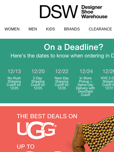dsw newsletter: UP TO 30% OFF UGG 🎉