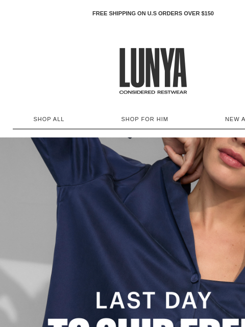 lunya newsletter: 24 HOURS LEFT: FREE GROUND SHIPPING