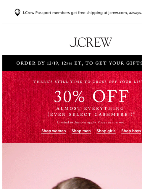 jcrew newsletter: Cashmere to keep all for yourself...