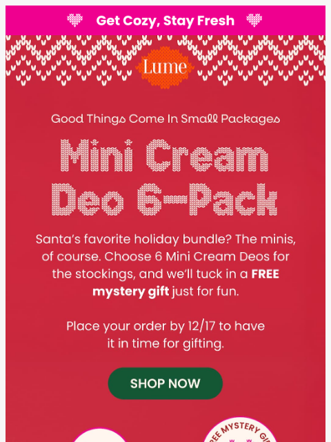 lumedeodorant newsletter: Minis = PERFECT stocking stuffers 🎄