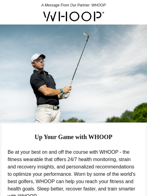 golfdigest newsletter: WHOOP, The Wearable for Golfers