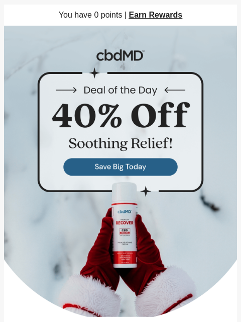 cbdmd newsletter: Your Daily Deal is Here: 40% Off Topicals