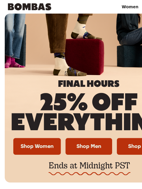 bombas newsletter: FINAL HOURS: Up to 40% Off Packs
