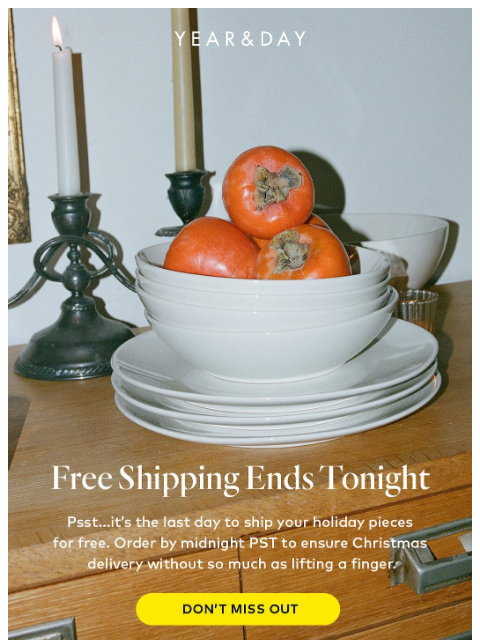 yearandday newsletter: Don’t miss free shipping