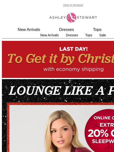 ashleystewart newsletter: Extra 20% off cozy PJs for lounging like a pro