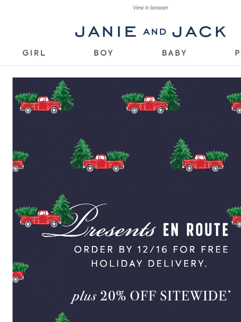 janieandjack newsletter: This way to free holiday delivery