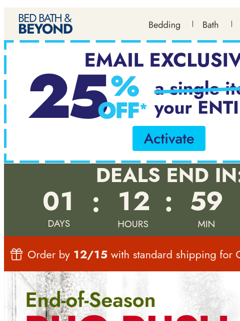 bedbathandbeyond newsletter: Ends tomorrow: Up to 60% off rugs ⏳