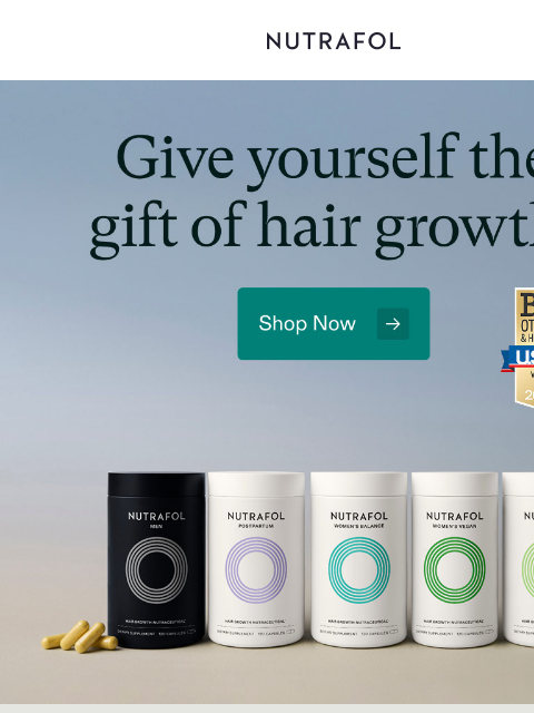 nutrafol newsletter: Give yourself the gift of hair growth.