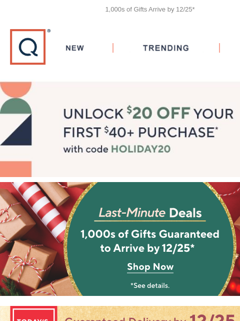 1000s of Gifts Arrive by 12/25* QVC New TRENDING DEALS Unlock $20 off Your First Purchase Free Shipping Apple TSV header Plow & Hearth Seasonal Switch Doormat Plow & Hearth Seasonal Switch