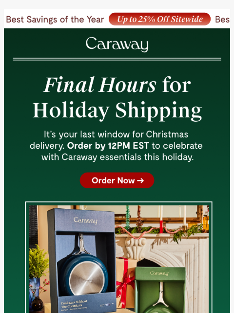 carawayhome newsletter: LAST CALL: SHIPPING ENDS AT NOON TODAY