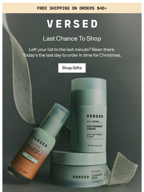 versedskin newsletter: Last Chance to Shop