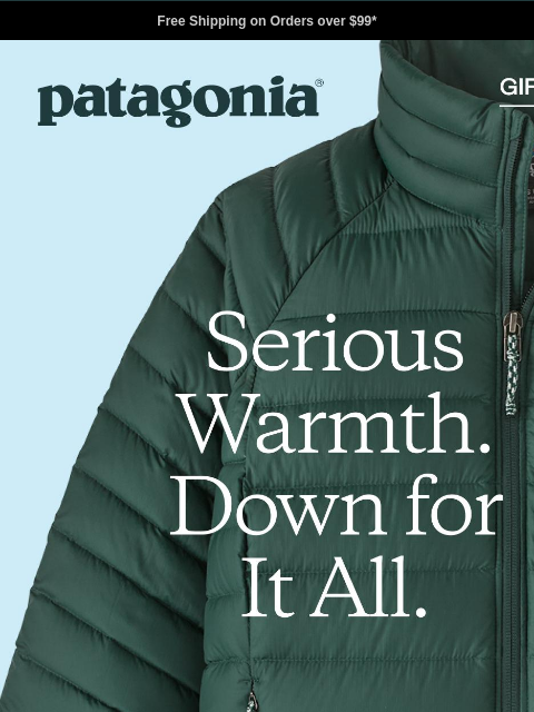 patagonia newsletter: The Down Sweater greatest hits