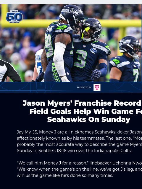 seahawksemail newsletter: Victory Monday: Jason Myers Sets A Franchise Recor...