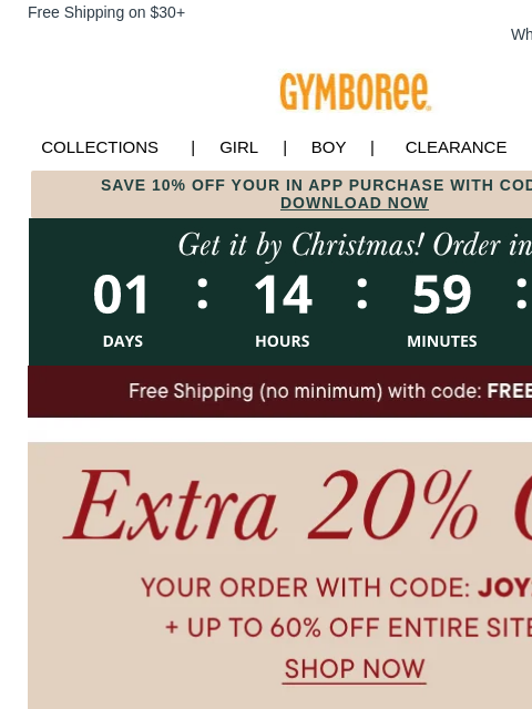 gymboree newsletter: Our 🎁 to You: EXTRA 20% Off Your Order