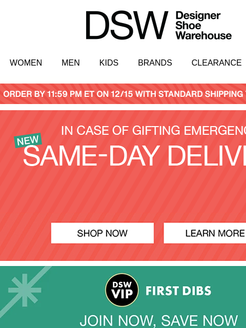 dsw newsletter: $10 off & same-day delivery? Elf yeah!!