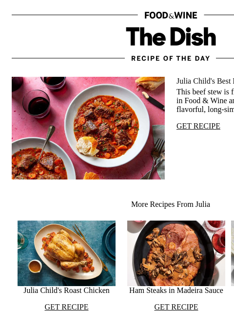 foodandwine newsletter: Julia Child's Beef Stew