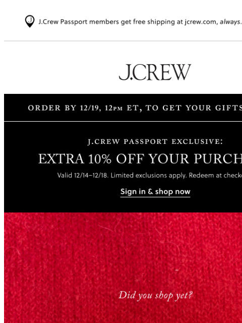jcrew newsletter: ICYMI: 30% off almost everything (even select cash...