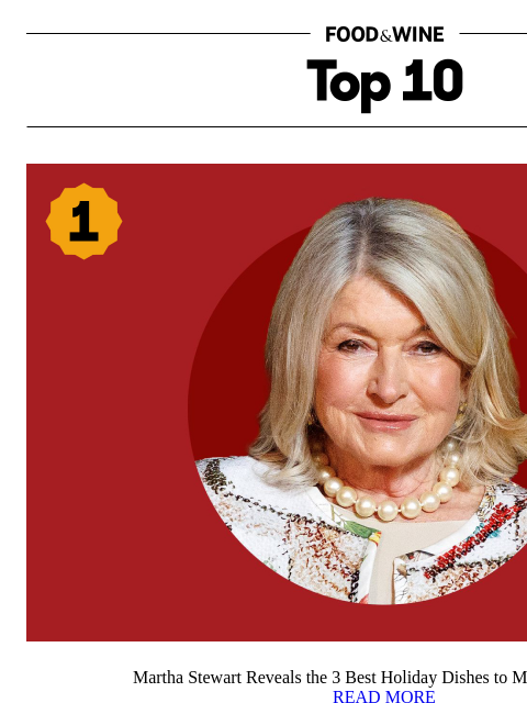 foodandwine newsletter: Martha Stewart's 3 Favorite Holiday Dishes to Make...