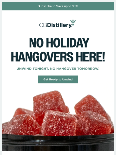 thecbdistillery newsletter: No holiday hangovers here!