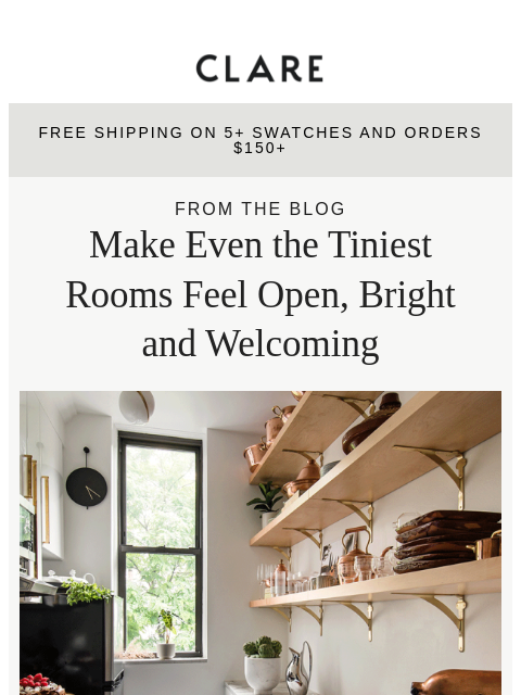 clare newsletter: Small Room? Try These Light, Space-Lifting Shades