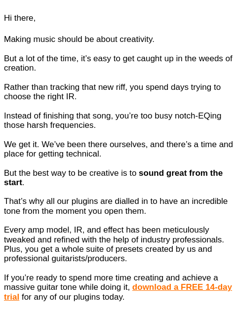 neuraldsp newsletter: How to make more music (and tweak less)