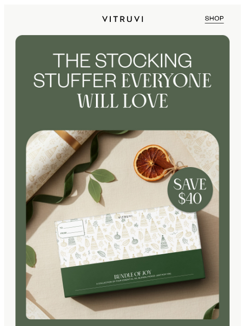 vitruvi newsletter: 60% OFF Our Bundle Of Joy Diffuser Blend Kit ✨