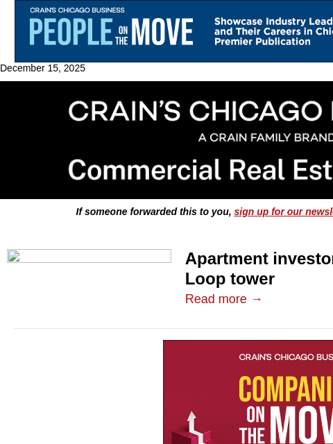 crainalerts newsletter: West Loop tower sells for $135M