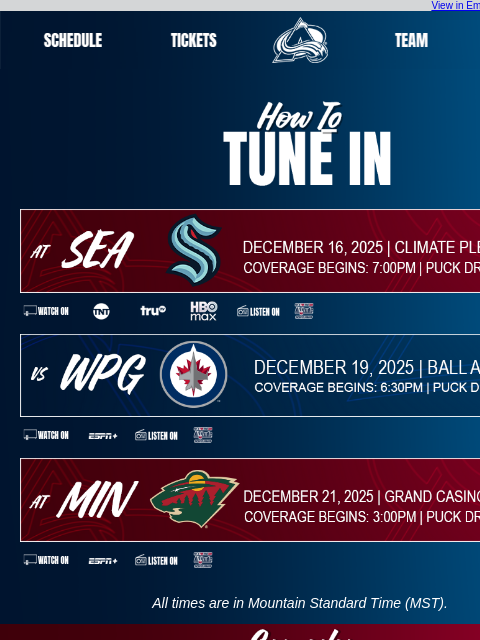 thecoloradoavalanche newsletter: Tune In As The Avalanche Take On The Kraken, Jets,...