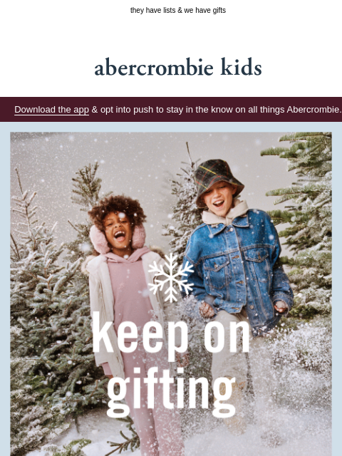 abercrombie newsletter: holiday shopping just got easier