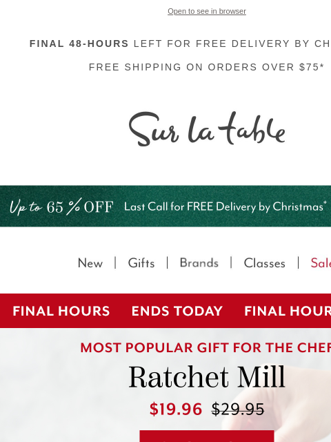 surlatable newsletter: $19.96 Ratchet Mill—Last Day to Save