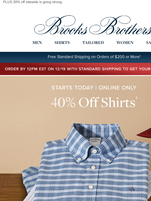 brooksbrothers newsletter: Starts now: 40% off shirts