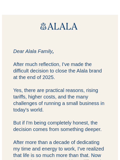 alalastyle newsletter: A Heartfelt Goodbye from Alala & Our Founder