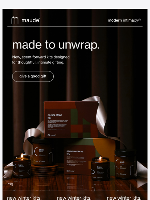 getmaude newsletter: new: holiday kits are here.