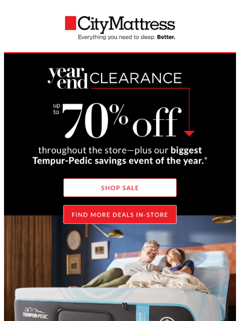 citymattress newsletter: Year End Clearance: Our Biggest Tempur-Pedic Sale ...