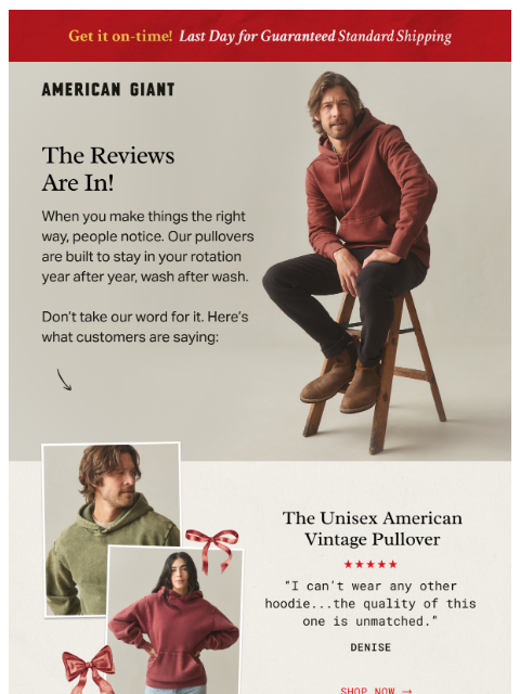 american-giant newsletter: Last Day For Standard Shipping!