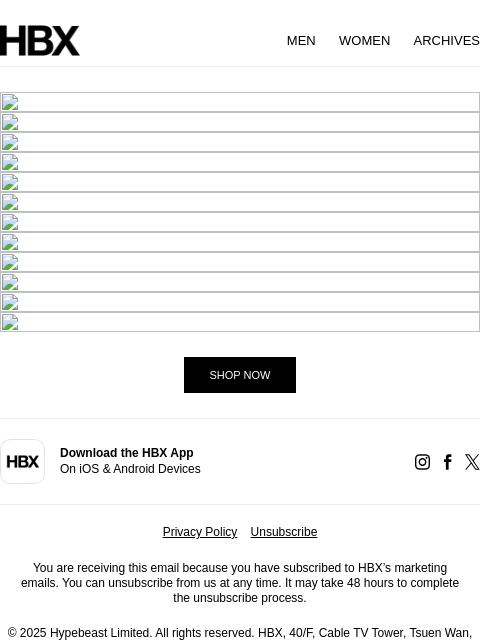 hbx newsletter: HBX Archives Preview: 16 Dec/9AM EST/10PM HKT Rele...