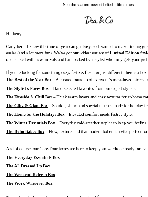 dia newsletter: Your Perfect Winter Style Box Is Waiting ❄️✨