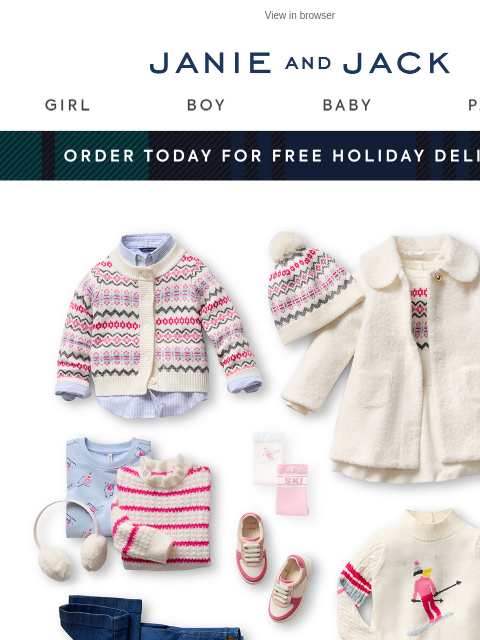 janieandjack newsletter: Just in time: 20% off + free holiday delivery