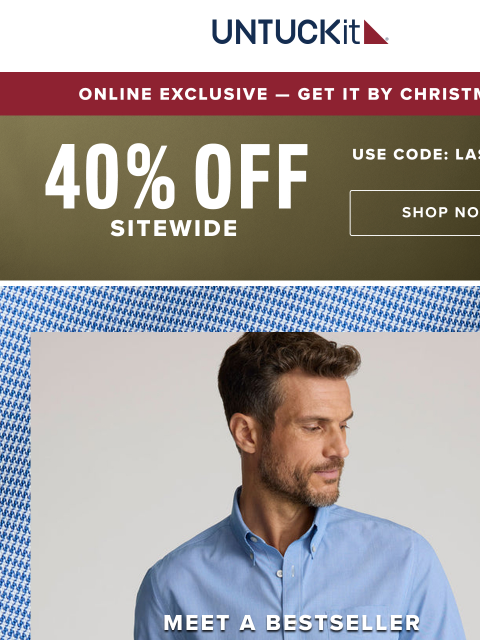 untuckit newsletter: Wrinkle-Free Bestseller Now 40% Off + Everything E...