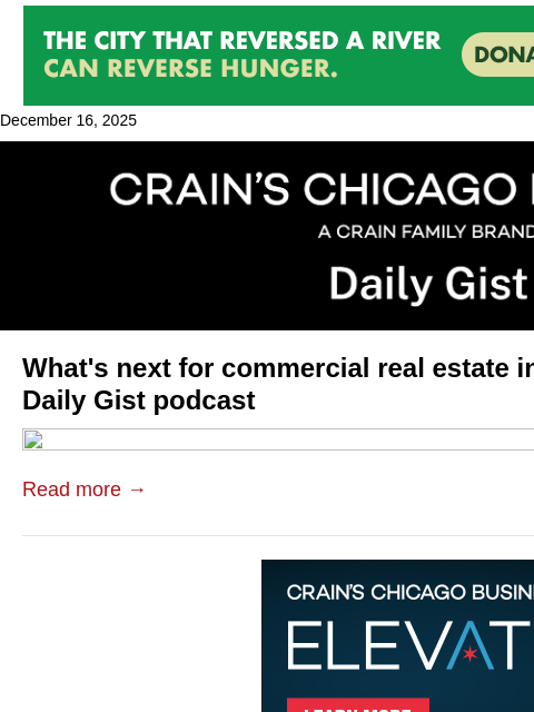 crainalerts newsletter: What's next for commercial real estate in Chicago?...