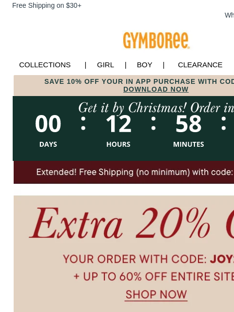 gymboree newsletter: HURRY! Free Shipping + Extra 20% Off Ends TONIGHT ...