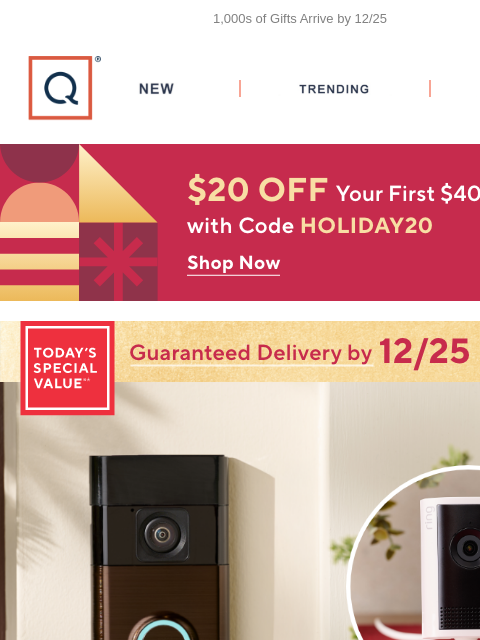 qvcemail newsletter: Under $80! Ring Doorbell Bundle TSV®  + Get $20 Of...