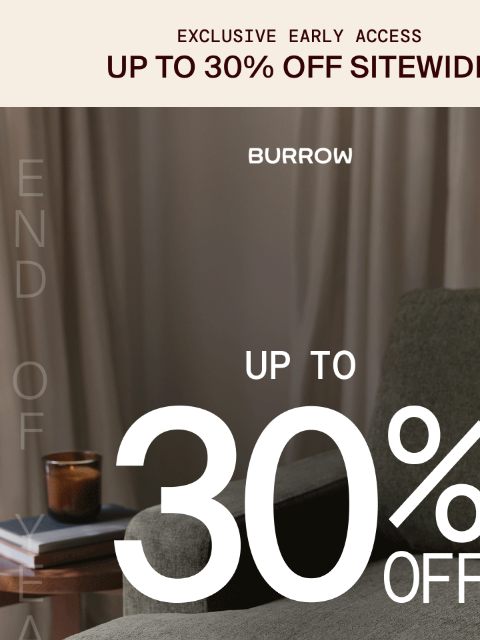 burrow newsletter: EARLY ACCESS: Up to 30% Off