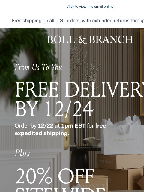 bollandbranch newsletter: Get 20% OFF + free $169 gift