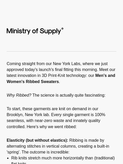 ministryofsupply newsletter: LAUNCHING: Ribs