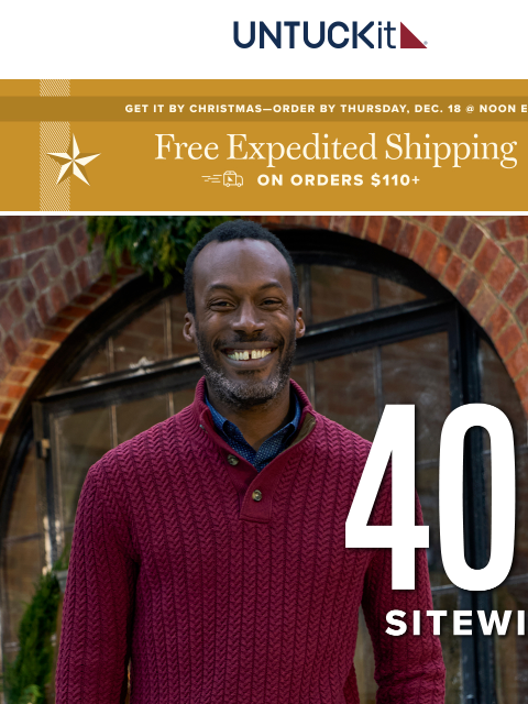 untuckit newsletter: Ends Tomorrow: 40% Off Everything!