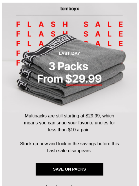 tomboyx newsletter: ⏰ Last Day: Undies Under $10 a Pair