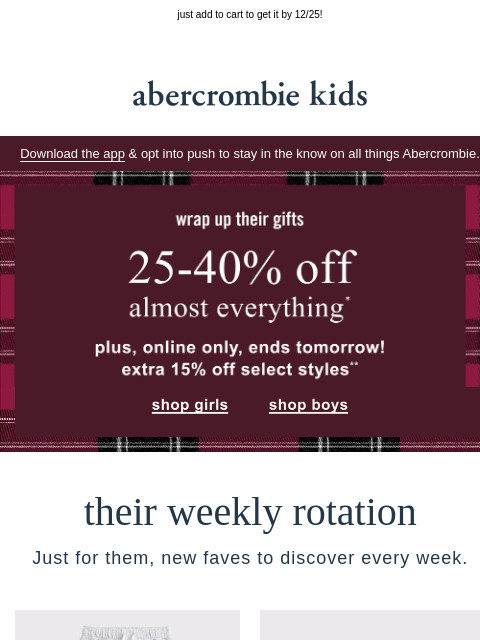 abercrombie newsletter: bundle up with their weekly rotation