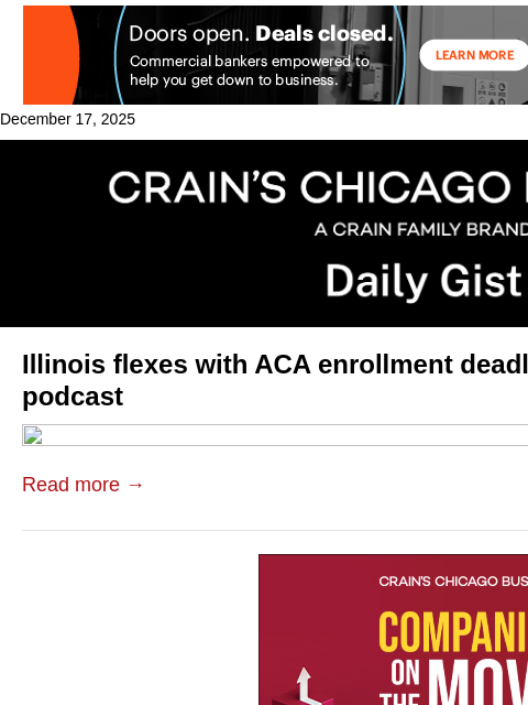 crainalerts newsletter: Illinois flexes with ACA enrollment deadline: Crai...
