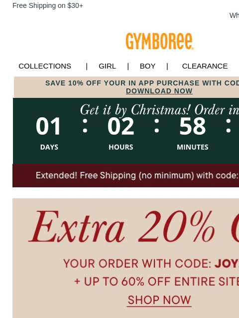 gymboree newsletter: 🕰️ Extra 20% Off our Best Gifts ENDS SOON